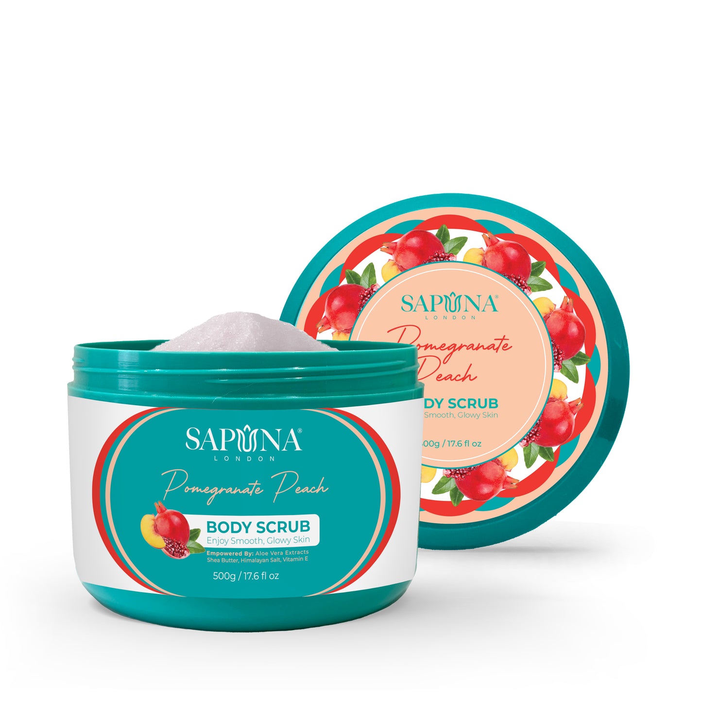Pomegranate Peach Body Scrub - with Aloe Vera, Shea Butter, Himalayan Salt & Vitamin E