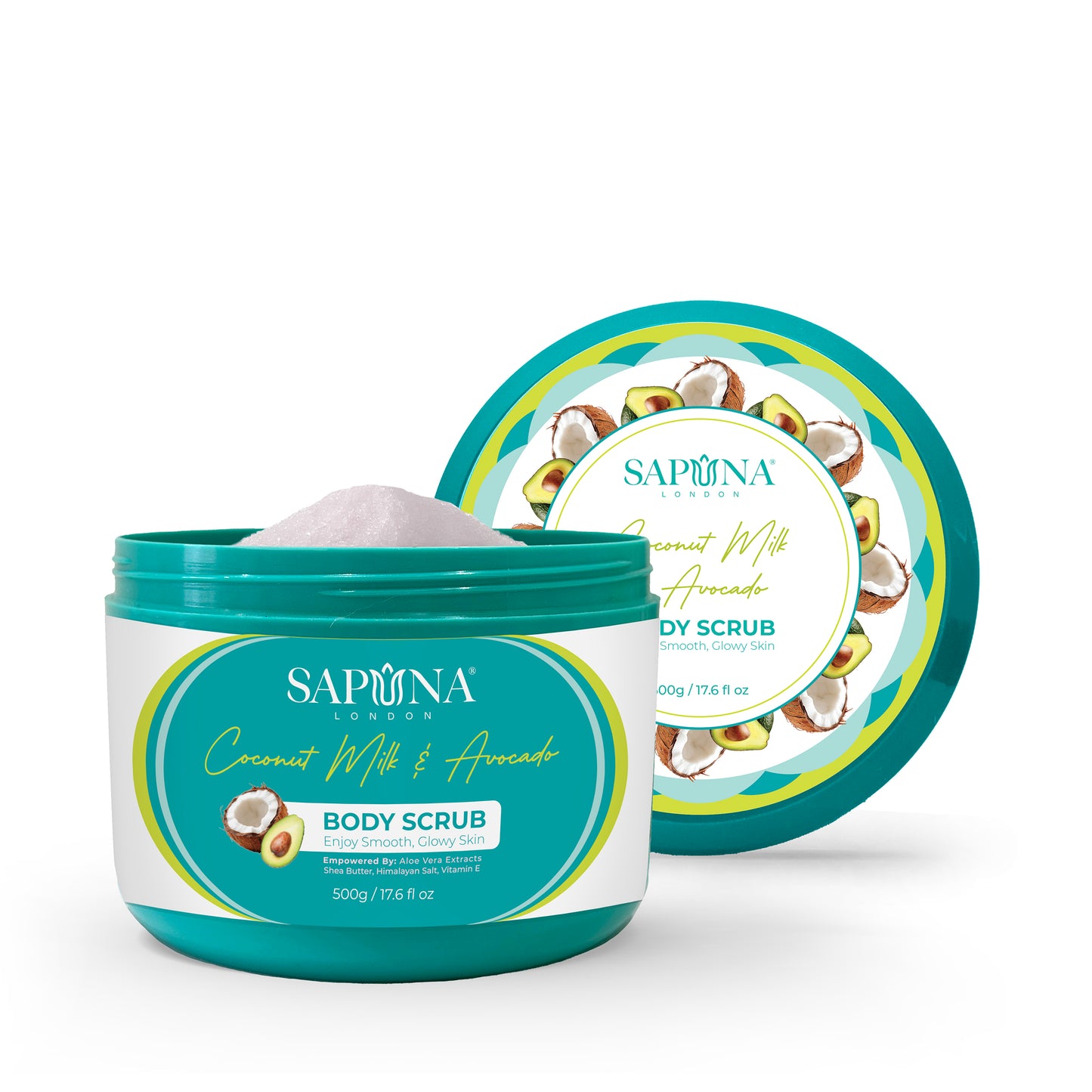 Coconut Milk & Avocado Body Scrub - with Aloe Vera, Shea Butter, Himalayan Salt & Vitamin E