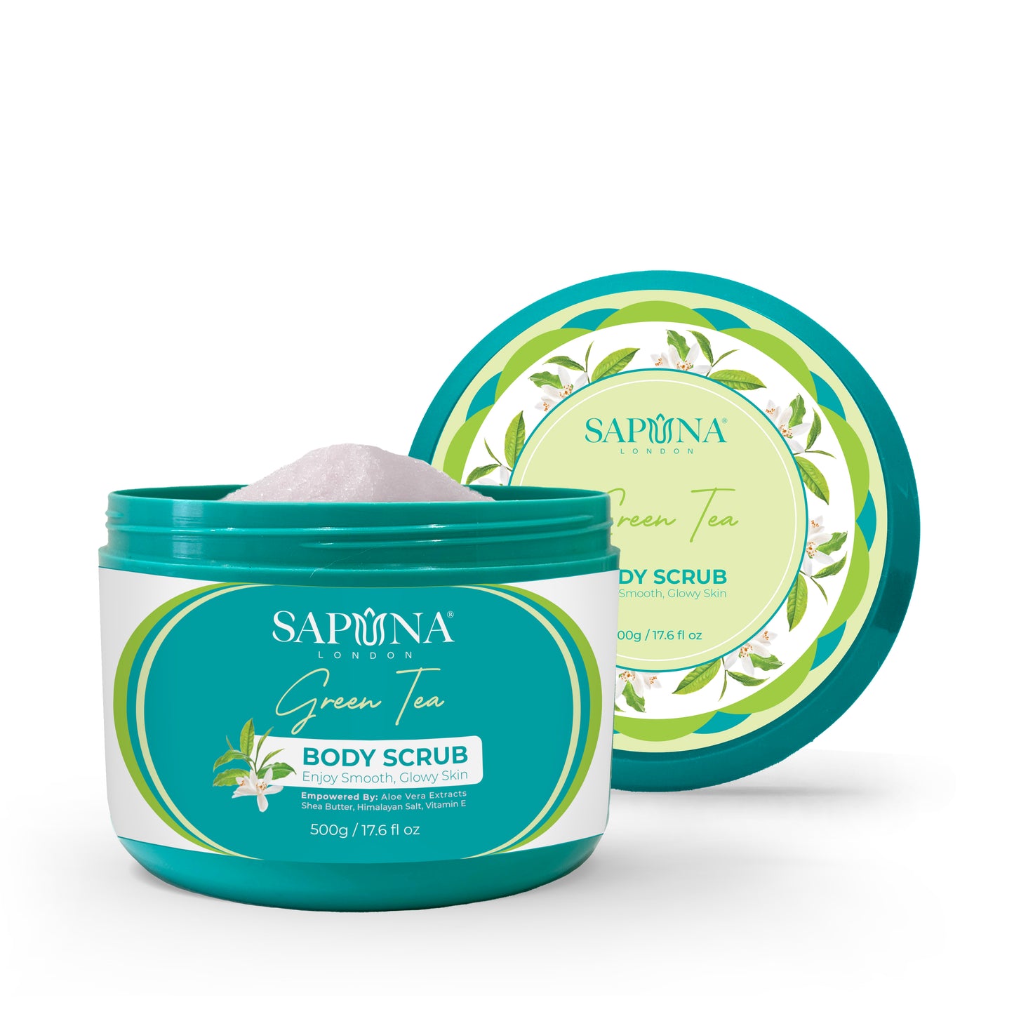 Green Tea Body Scrub - with Aloe Vera, Shea Butter, Himalayan Salt & Vitamin E