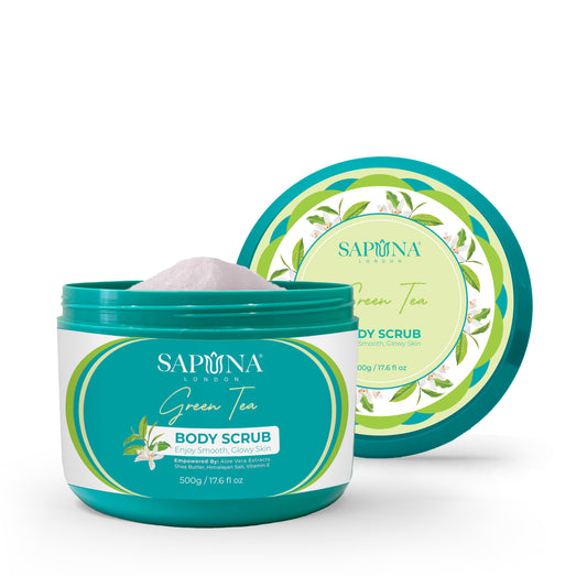 Green Tea Body Scrub - with Aloe Vera, Shea Butter, Himalayan Salt & Vitamin E